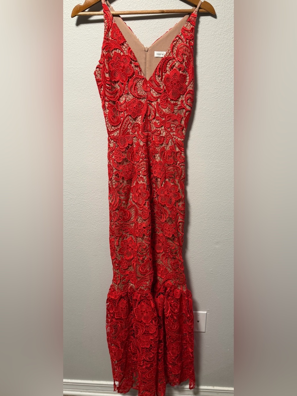 Dress the Population Red Floral Lace Maxi Dress